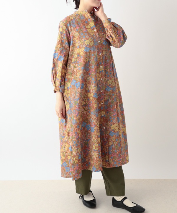 ガーデンプリントコットンコール前開ワンピース｜KANKAN ONLINE SHOP