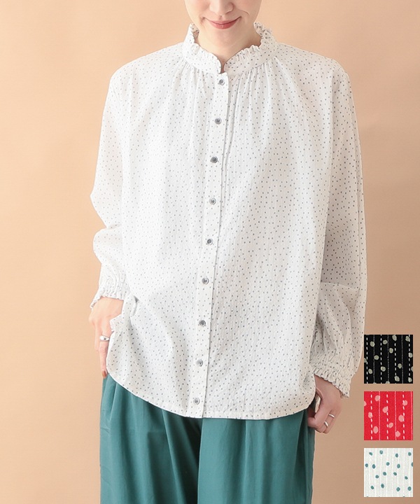 再入荷【30％OFF】各色1点限り/ミニドットプリントコットン