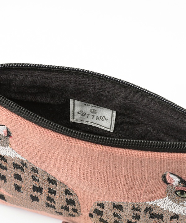 アニマル刺繍ポーチ M26-1957（BEツインキャット /BKダルメシアン