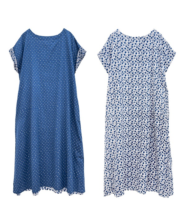 40%OFF】リーフ＆ドットプリントリバーシブルワンピース｜KANKAN