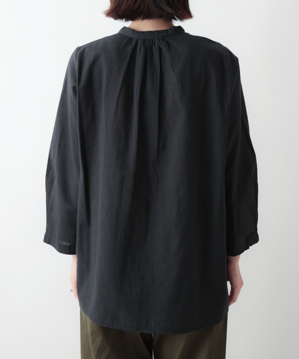 カッスルクームガーデン／総刺繍 リネンコットンブラウス ブラック 長袖 カッスルクームガーデン／総刺繍 リネンコットンブラウス