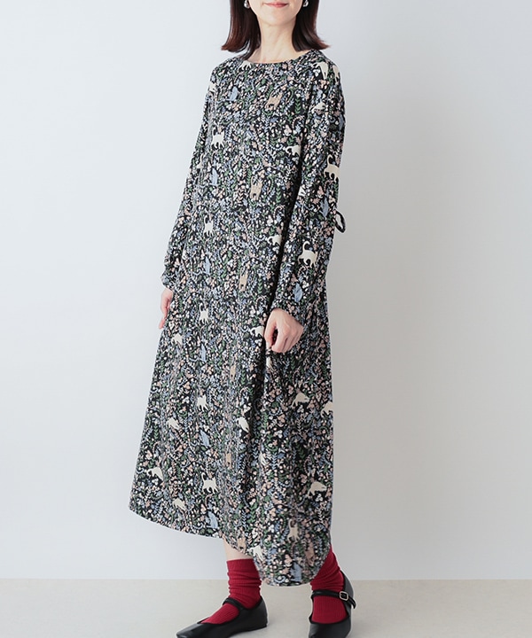 30％OFF】CAT＆フラワープリントレーヨン2wayワンピース｜KANKAN