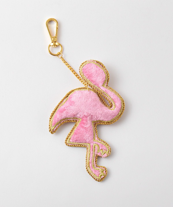 ザリ刺繍キーホルダー （フラミンゴ) M21-0944｜KANKAN ONLINE SHOP