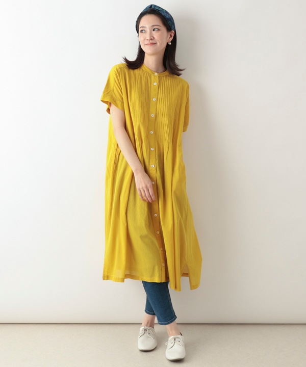 ピンタックたくさんコットン前開ワンピース｜KANKAN ONLINE SHOP【公式】
