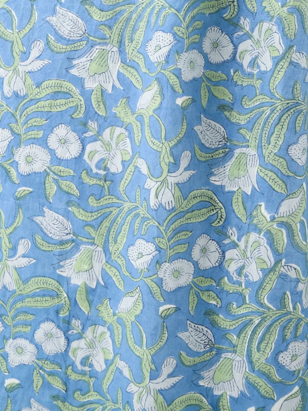 30％OFF】ブルー1点限り/フローラルブロックプリント ワンピース（3