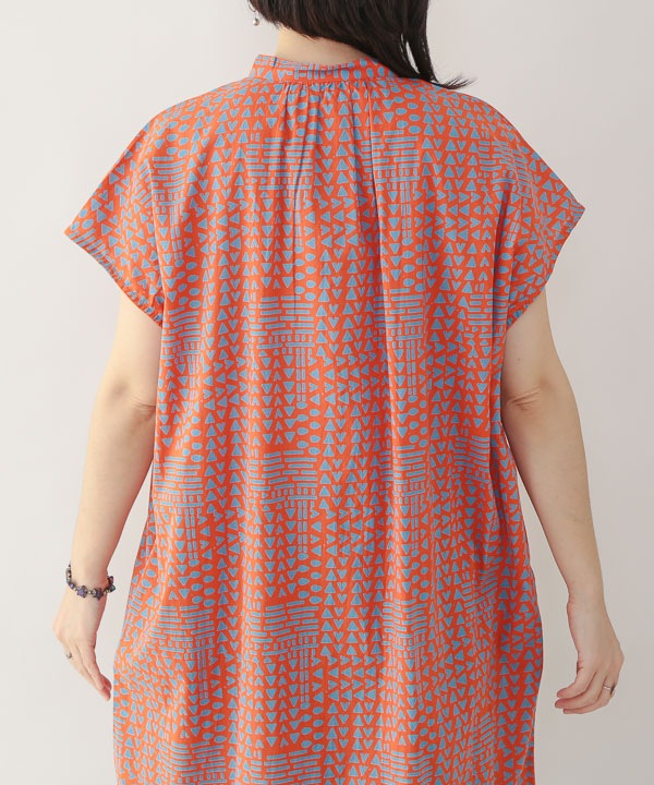 20％OFF】壁画のような柄バイカラープリントシャツワンピース｜KANKAN