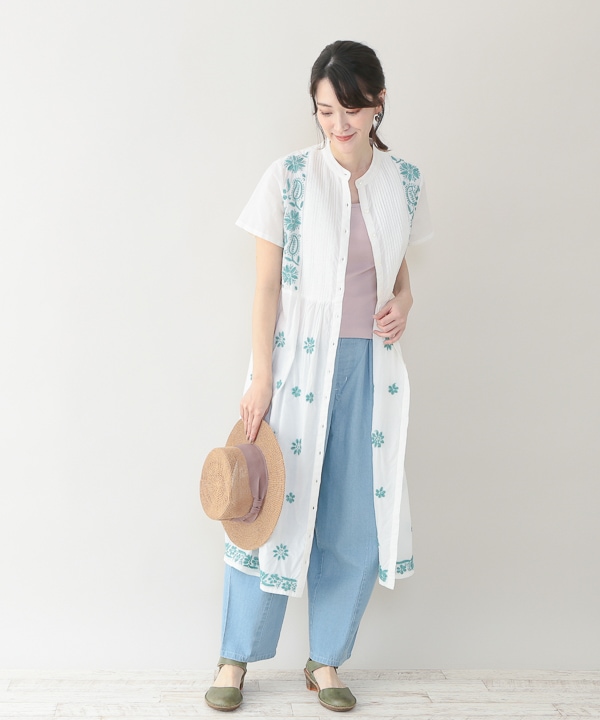 ラクノウ刺繍コットンシャツワンピース｜KANKAN ONLINE SHOP【公式】