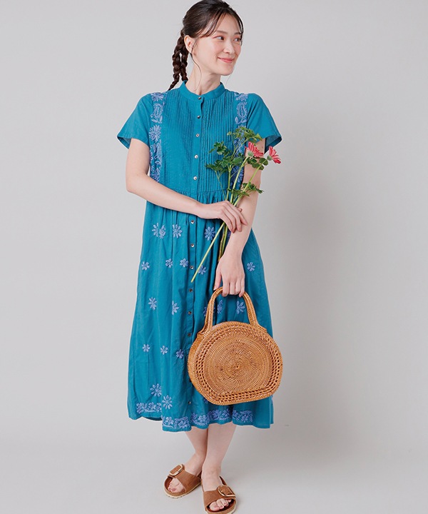 ラクノウ刺繍コットンシャツワンピース｜KANKAN ONLINE SHOP【公式】