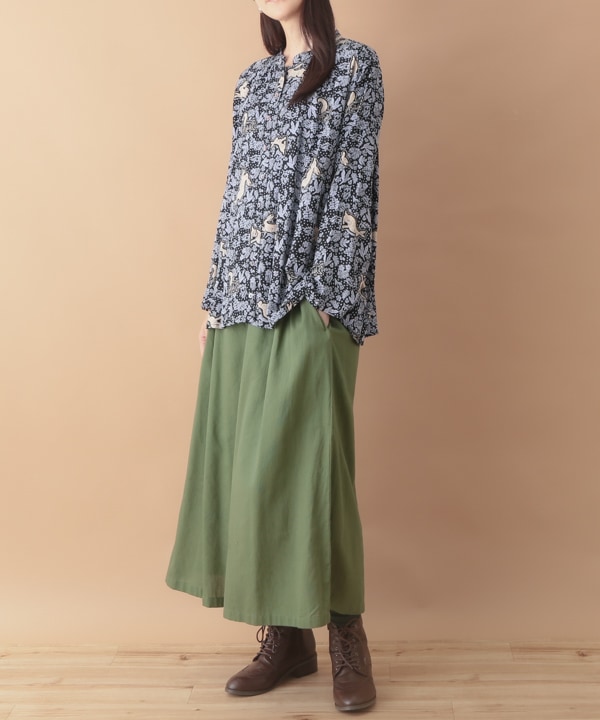 40％OFF】マスタード1点限り/アニマル＆フラワープリントブラウス