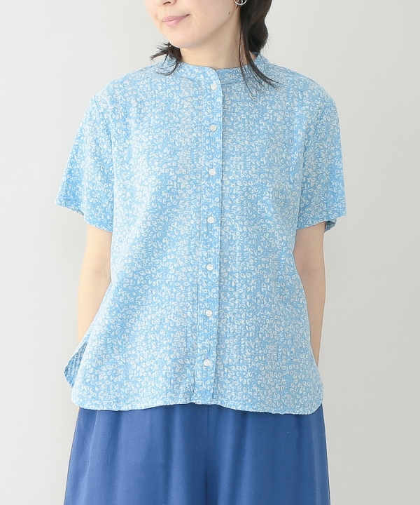 リーフプリントコットンサッカーブラウス｜KANKAN ONLINE SHOP