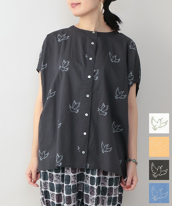 バード刺繍コットン2wayブラウス｜KANKAN ONLINE SHOP【公式】