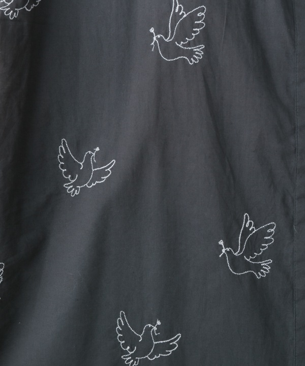 バード刺繍コットンロングシャツ｜KANKAN ONLINE SHOP【公式】