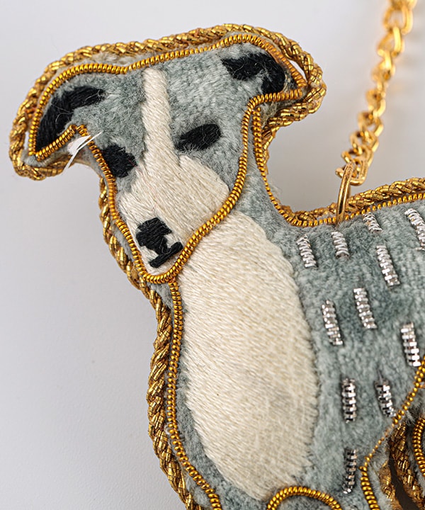 ザリ刺繍キーホルダー イタリアングレイハウンド｜KANKAN ONLINE SHOP