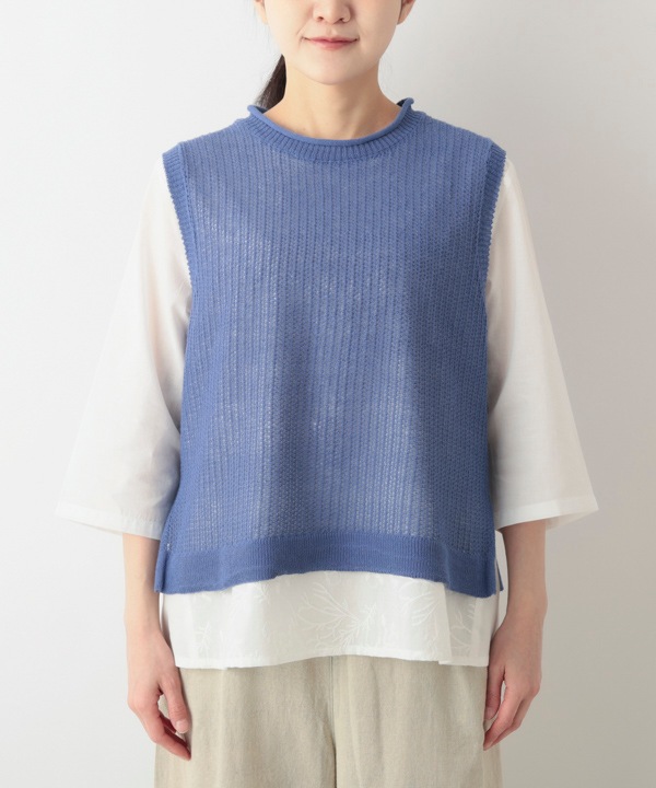 麻タッチエアリードットニットベスト｜KANKAN ONLINE SHOP【公式】
