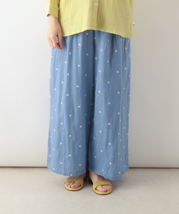 ぷっくりドット刺繍コットンダブルガーゼパンツ｜KANKAN ONLINE SHOP