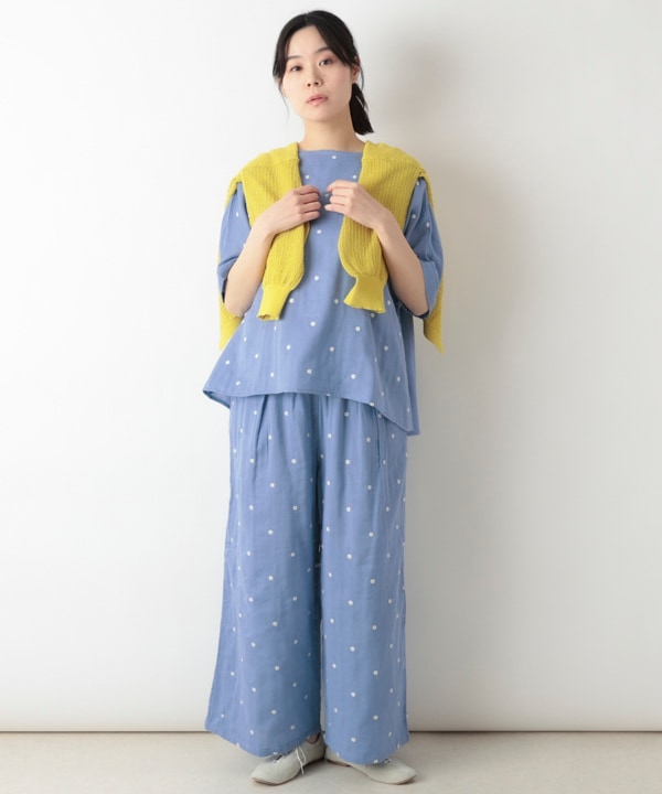 ぷっくりドット刺繍コットンダブルガーゼパンツ｜KANKAN ONLINE SHOP