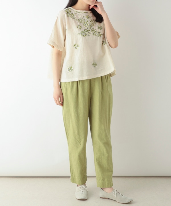 グラデーション刺繍コットンリネンブラウス｜KANKAN ONLINE SHOP【公式】