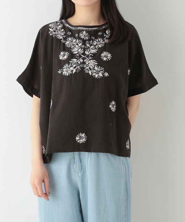 グラデーション刺繍コットンリネンブラウス｜KANKAN ONLINE SHOP【公式】