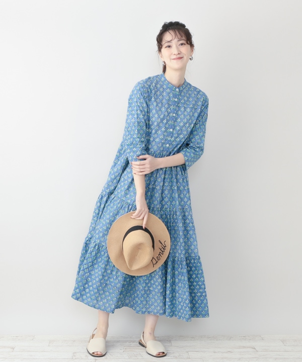 BAGRUブロックプリントコットンワンピース｜KANKAN ONLINE SHOP