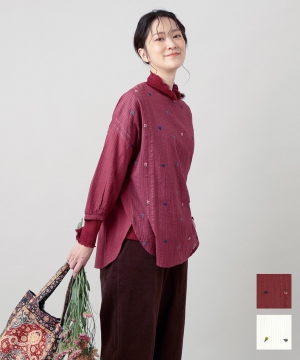 ぶどう刺繍コットンサッカーチュニック｜KANKAN ONLINE SHOP【公式】