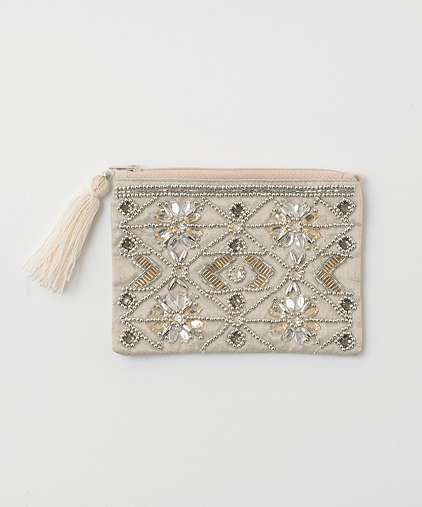ビーズ刺繍ポーチ 15×10cm （2カラー）｜KANKAN ONLINE SHOP【公式】