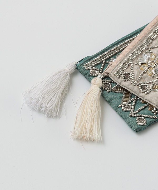 ビーズ刺繍ポーチ 15×10cm （2カラー）｜KANKAN ONLINE SHOP【公式】