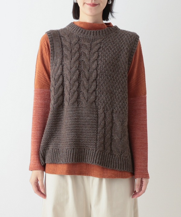 30％OFF】ウールブレンドケーブルニットベスト｜KANKAN ONLINE SHOP