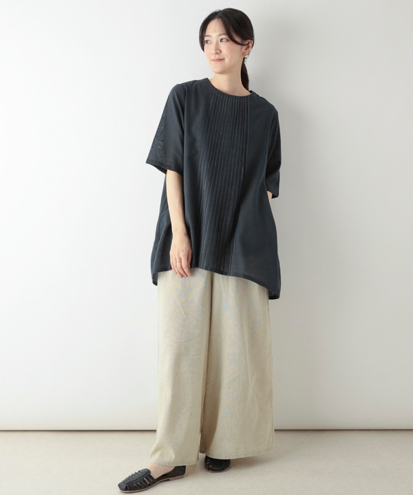 虹色ピンタックコットンリネンガーゼチュニック｜KANKAN ONLINE SHOP