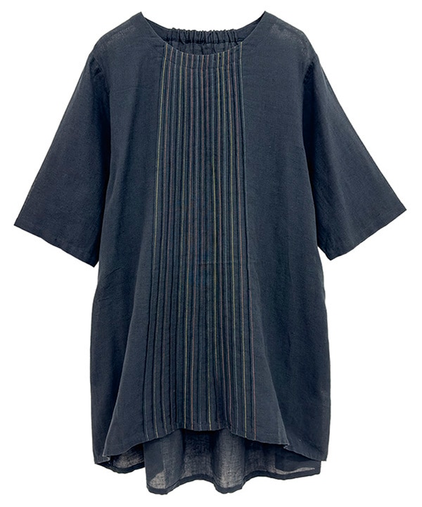 虹色ピンタックコットンリネンガーゼチュニック｜KANKAN ONLINE SHOP