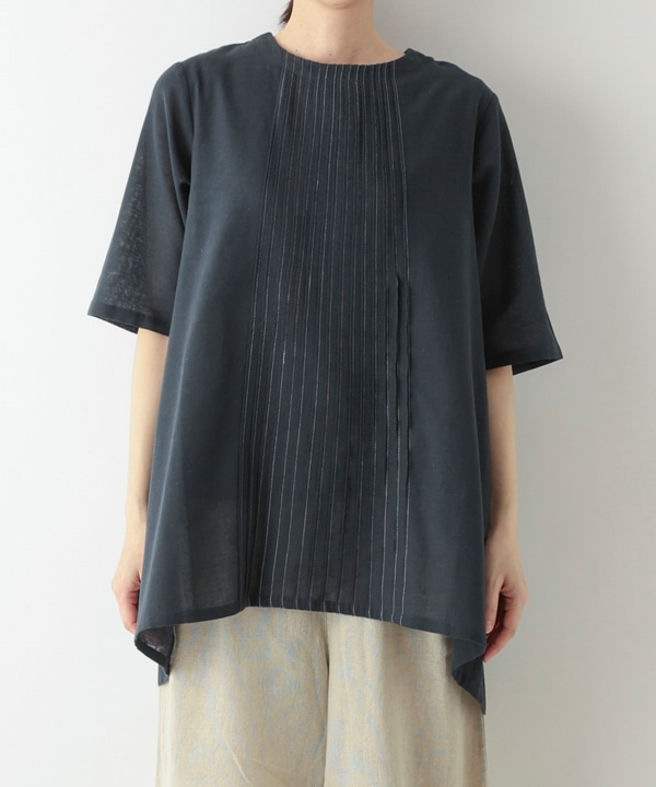 虹色ピンタックコットンリネンガーゼチュニック｜KANKAN ONLINE SHOP