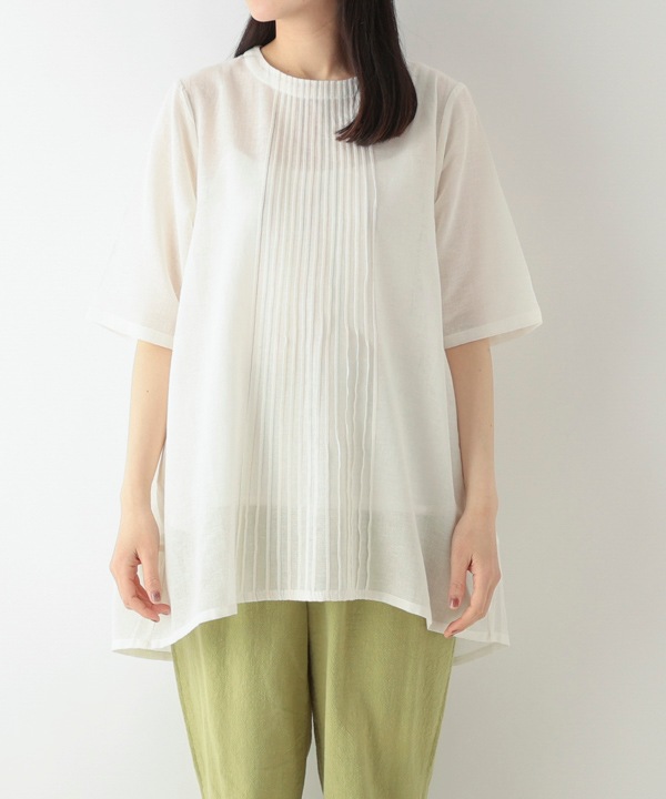 虹色ピンタックコットンリネンガーゼチュニック｜KANKAN ONLINE SHOP