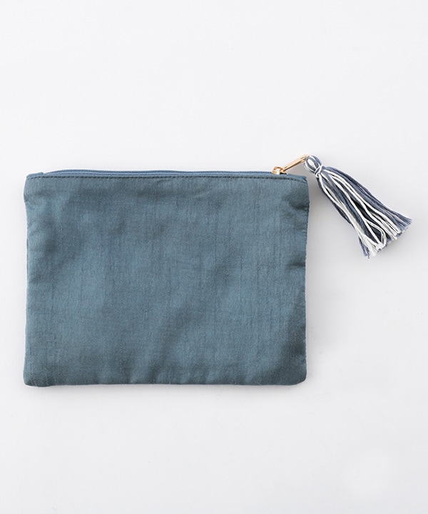 フラワー格子 刺繍ポーチL 18×13cm M42-2874｜KANKAN ONLINE