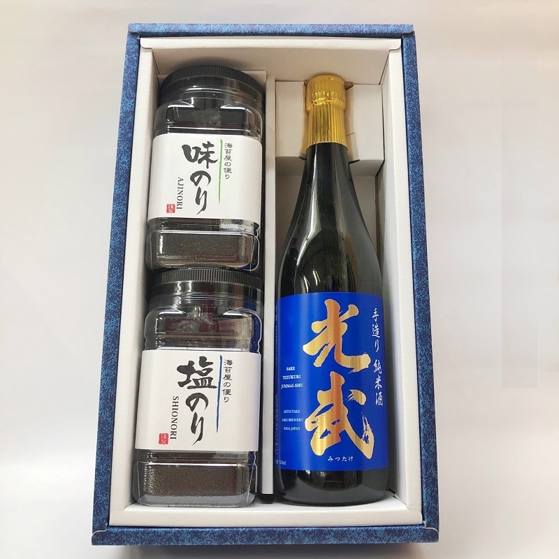 光武酒造場 手造り純米酒+有明海の海苔 ギフトセット