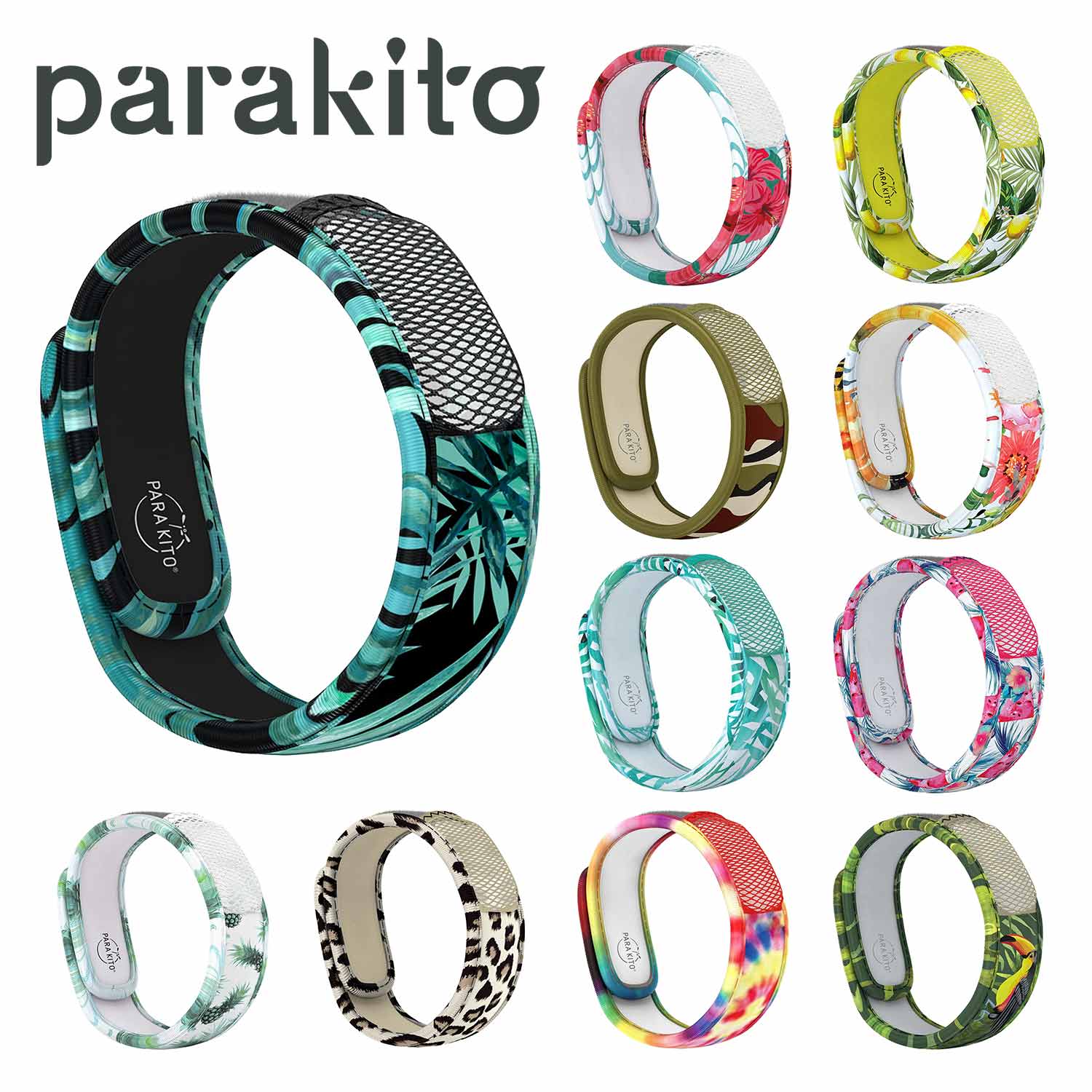 【パラキート公式／日本総代理店】 parakito 虫よけ グラフィックバンド 植物由来の安心な虫よけ 大人サイズ 詰め替え用ペレット15日分×2個付き