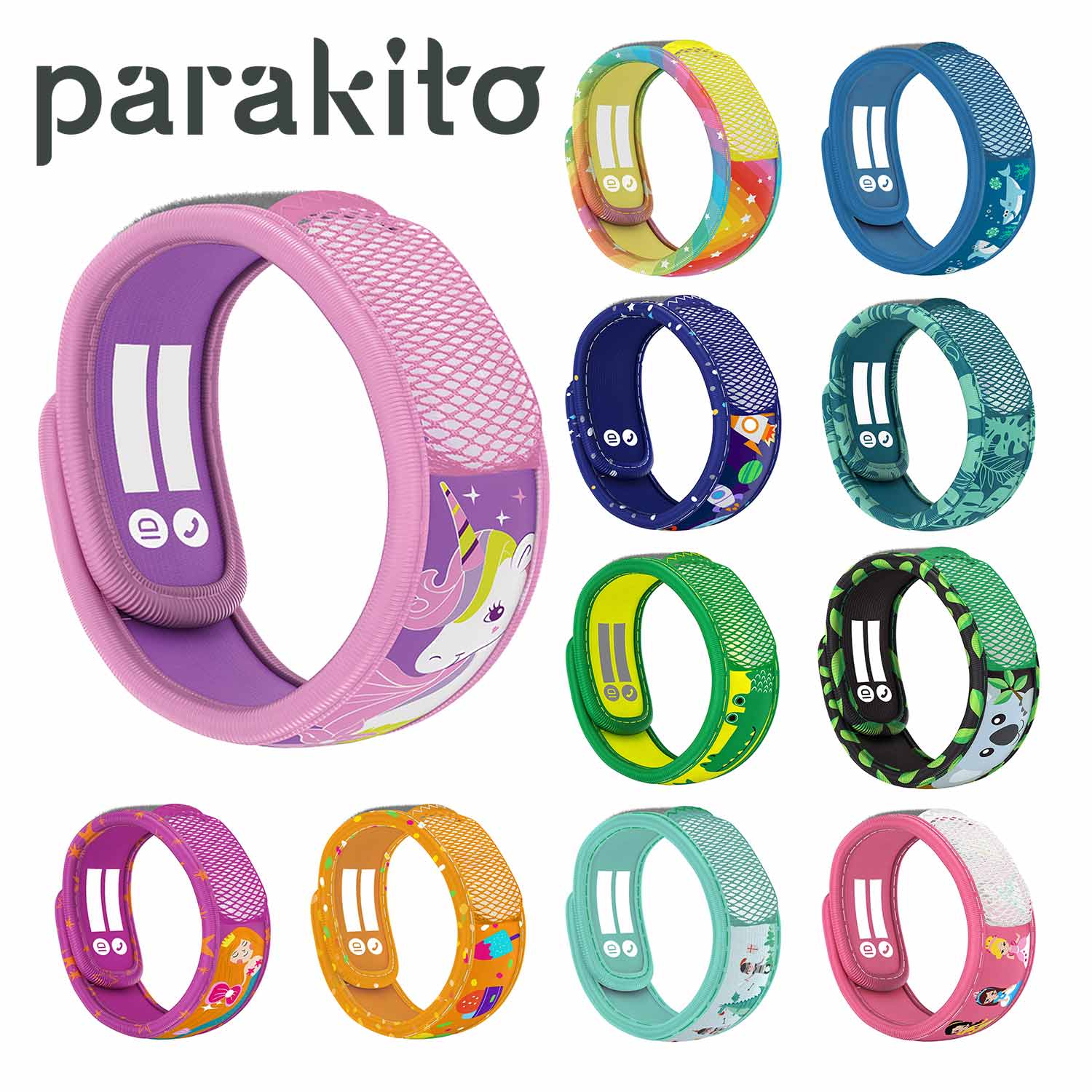 【パラキート公式／日本総代理店】 parakito 虫よけ キッズバンド 植物由来の安心な虫よけ 子供用 詰め替え用ペレット15日分×2個付き