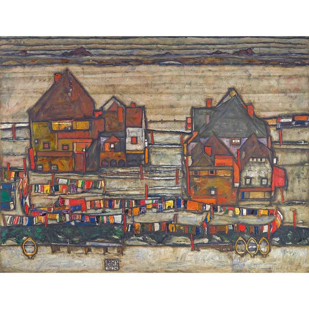 色とりどりの洗濯物の家 【6号】 エゴン・シーレ 【 額縁が選べる 額入り 複製画 絵画 】