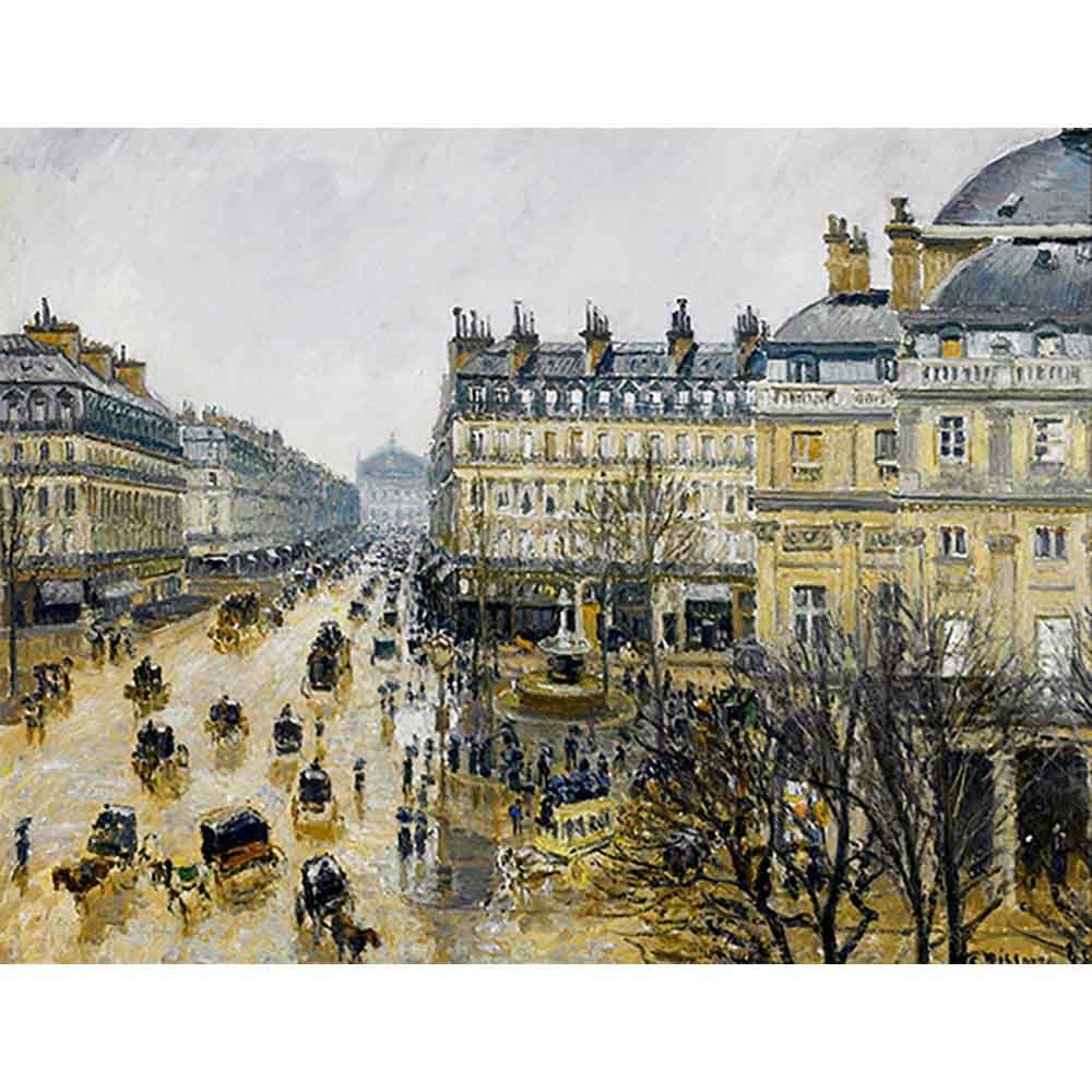 オペラ通り、雨の効果 【6号】 カミーユ・ピサロ 【 額縁が選べる 額入り 複製画 絵画 】