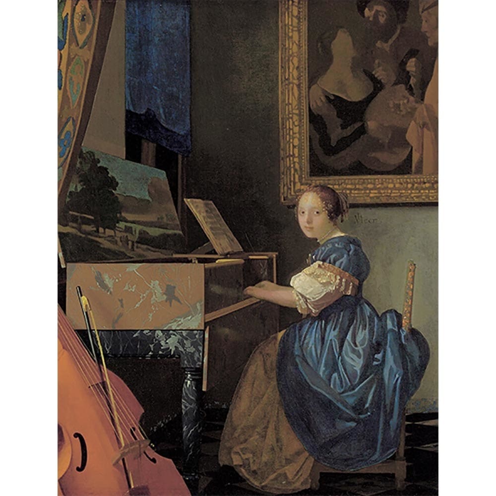 ヴァージナルの前に座る女 【6号】 ヨハネス・フェルメール 【 額縁が選べる 額入り 複製画 絵画 】