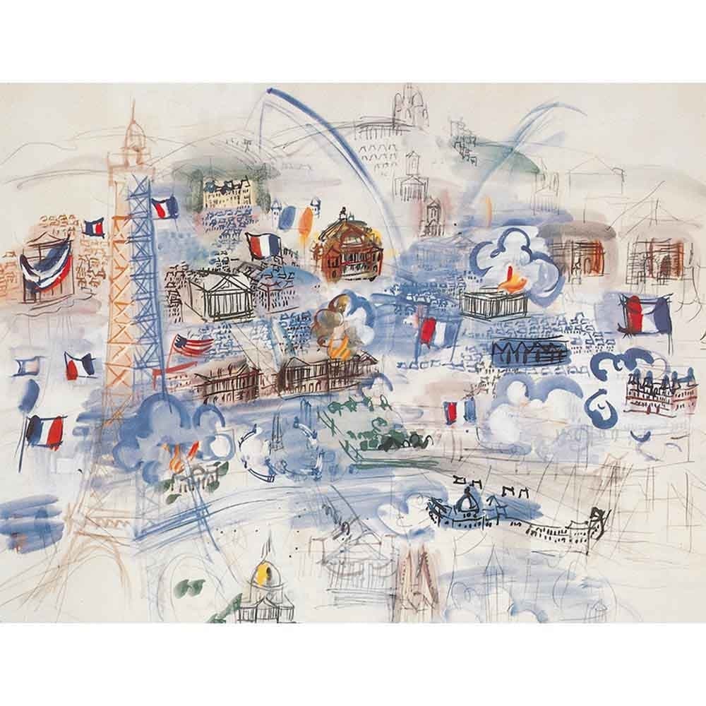 フランス ラウル・デュフィ「地中海の風景」額装70CM 絵画 【中古品】 ★ フランス ラウル・デュフィ「地中海の風景」額装70CM 絵画