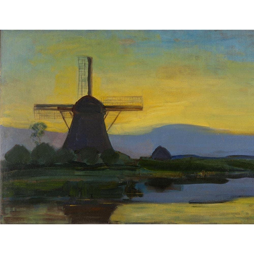 青黄色と紫の空のムレバン 【8号】 ピート・モンドリアン 【 額縁が選べる 額入り 複製画 絵画 】