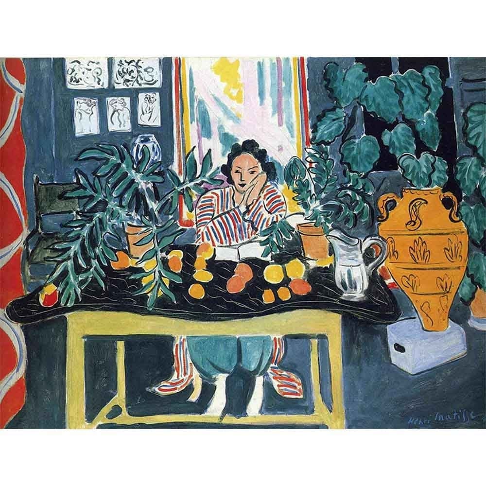 エトルリア式花瓶のある屋内 【8号】 アンリ・マティス 【 額縁が選べる 額入り 複製画 絵画 】