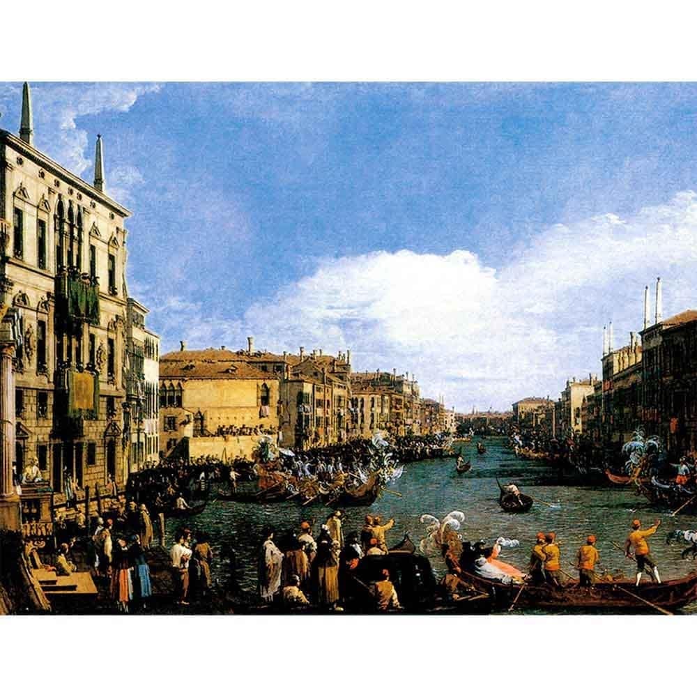 大運河でゴンドラレース 【8号】 カナレット 【 額縁が選べる 額入り 複製画 絵画 】