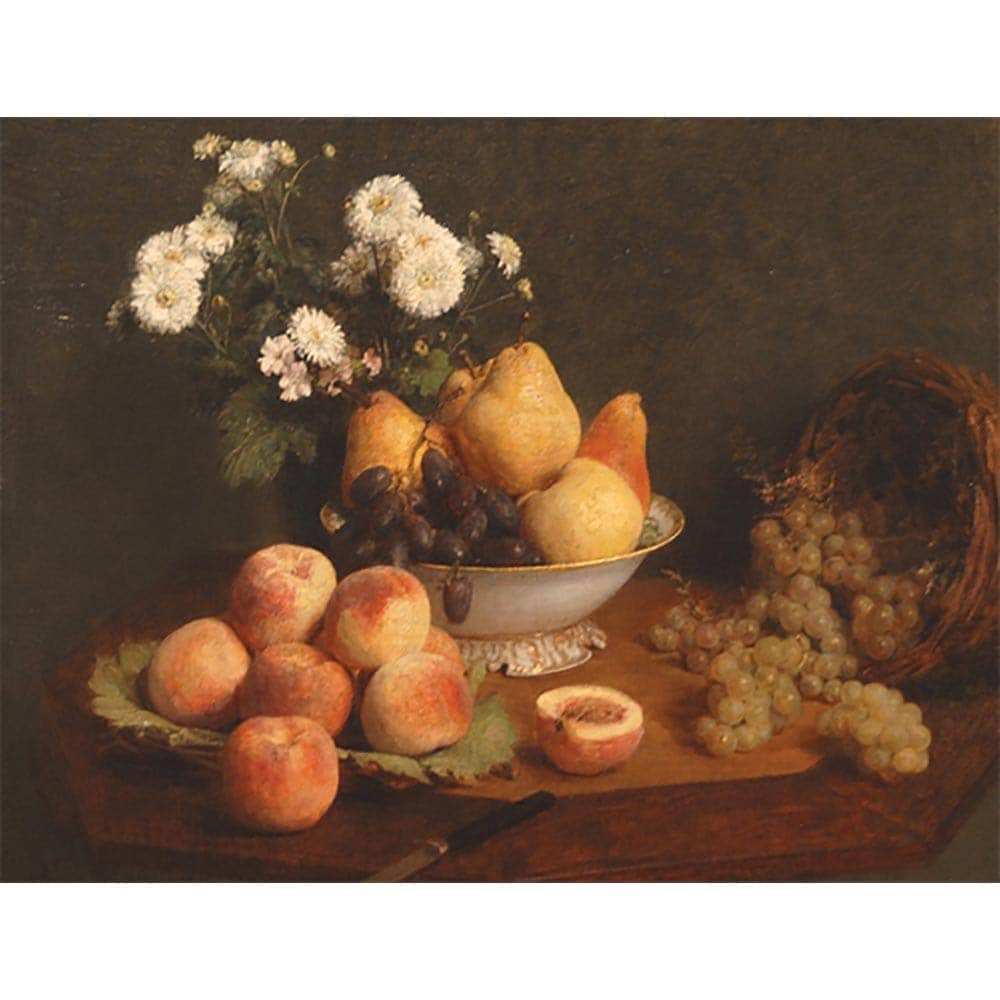 テーブルの上の花と果物 【8号】 アンリ・ファンタン＝ラトゥール 【 額縁が選べる 額入り 複製画 絵画 】