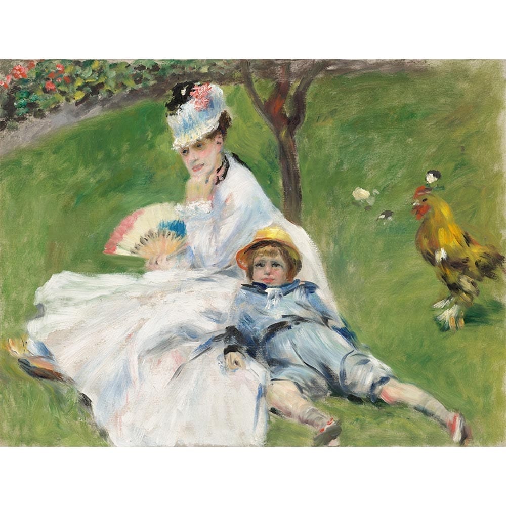 クロードモネ 絵画 油絵 額縁 モネ婦人と息子 複製 レプリカ モネ夫人と息子 【8号】 ピエール＝オーギュスト・ルノワール