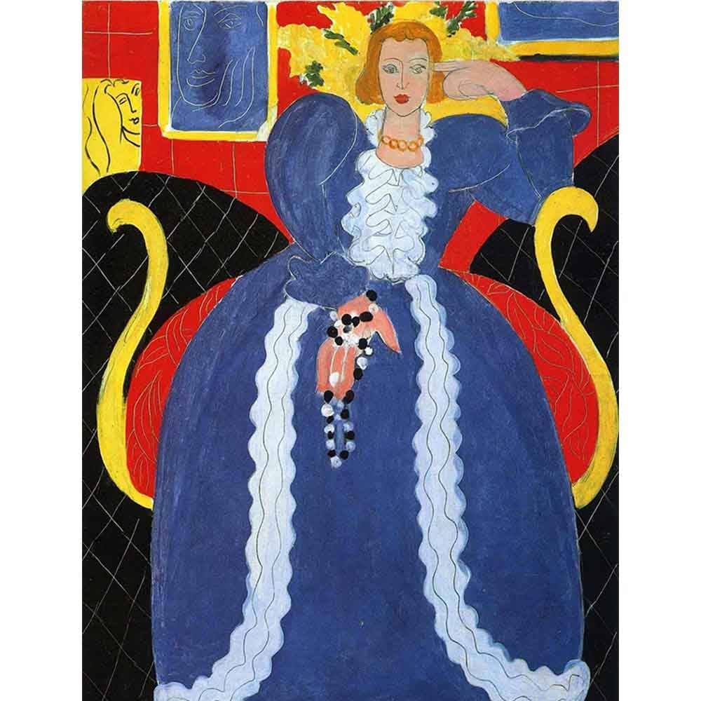 青いローブを着た女性とミモザ 【10号】 アンリ・マティス 【 額縁が選べる 額入り 複製画 絵画 】