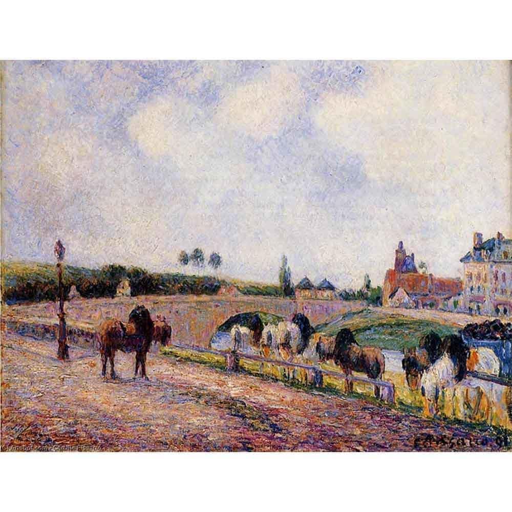 カミーユ・ピサロ、ルーアンの波止場、希少画集画、新品額装付 カミーユ・ピサロ、ルーアンの波止場、希少画集画、新品額装付