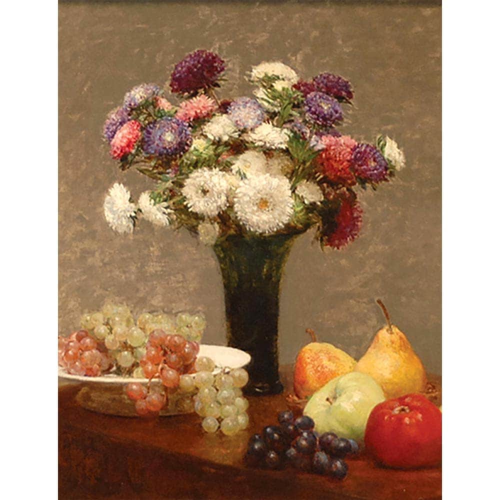 テーブルの上の果花と果物 【10号】 アンリ・ファンタン＝ラトゥール 【 額縁が選べる 額入り 複製画 絵画 】