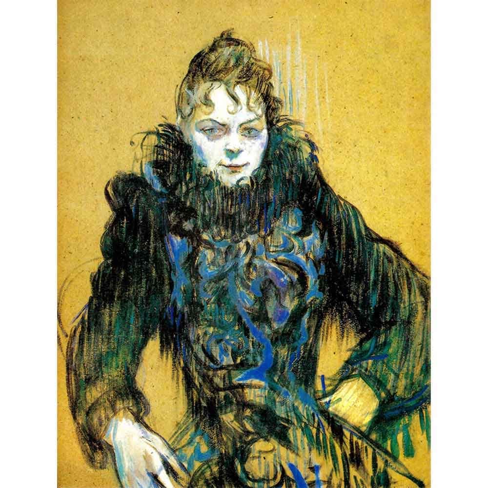 黒い毛皮のショールを巻いた女性 【10号】 アンリ・ド・トゥールーズ＝ロートレック 【 額縁が選べる 額入り 複製画 絵画 】