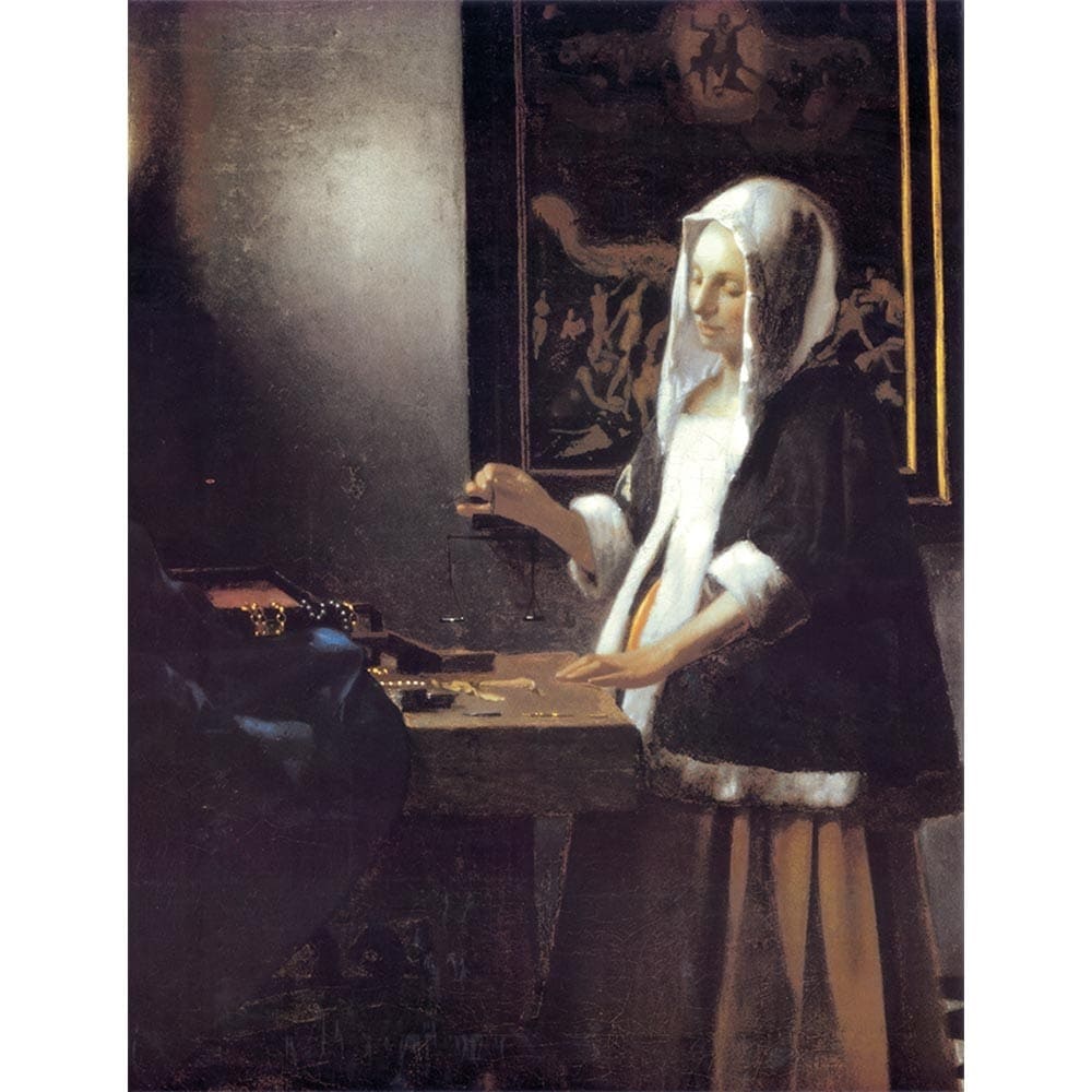 天びんを持つ女性 【10号】 ヨハネス・フェルメール 【 額縁が選べる 額入り 複製画 絵画 】
