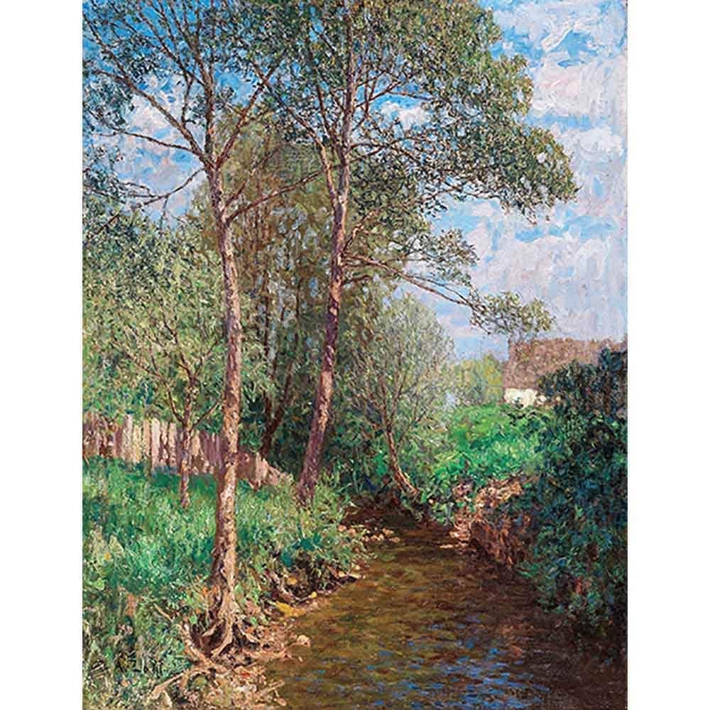 小川のある晴れの景色 【10号】 アルフレード・ツォフ 【 額縁が選べる 額入り 複製画 絵画 】